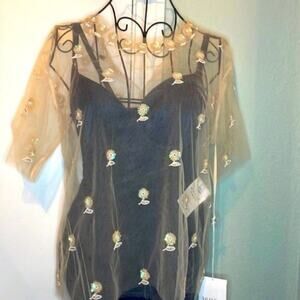 Valentino Ricamato Embellished Blouse champaign colored size 6